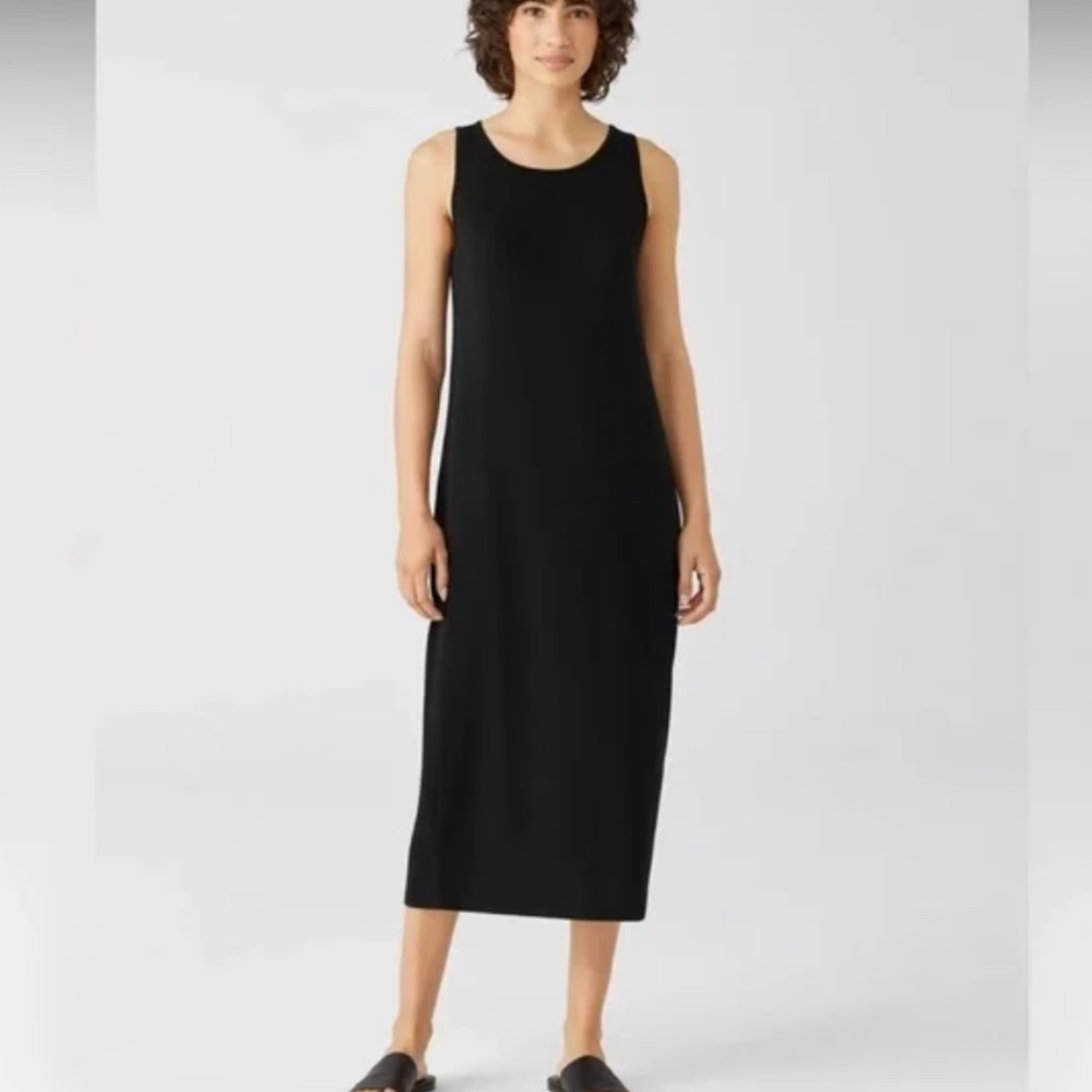 FINAL Eileen Fisher Casual Black Soft Dress - Picture 7 of 7